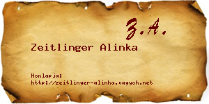 Zeitlinger Alinka névjegykártya